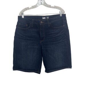 Lee Denim Bermuda Shorts Womens Size 16 M Mid Rise Deep Dyed Dark Wash
